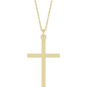 14K Yellow Gold Cross 18" Necklace