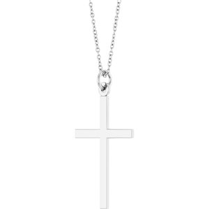 14K White Gold Cross 18" Necklace