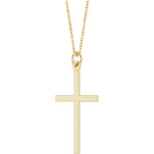 14K Yellow Gold Cross 18" Necklace