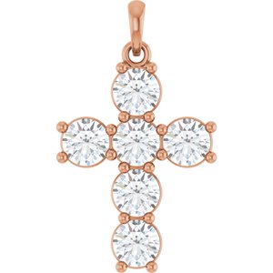 14K Rose Gold 1 1/2 CTW Natural Diamond Cross Pendant