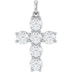 Platinum 1 1/2 CTW Natural Diamond Cross Pendant