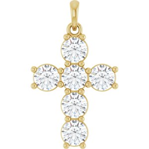 14K Yellow Gold 1 1/2 CTW Lab-Grown Diamond Cross Pendant