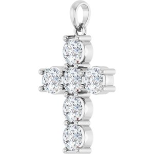 14K White Gold 1 1/2 CTW Natural Diamond Cross Pendant