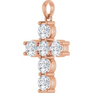 14K Rose Gold 1 1/2 CTW Lab-Grown Diamond Cross Pendant