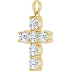14K Yellow Gold 1 1/2 CTW Lab-Grown Diamond Cross Pendant