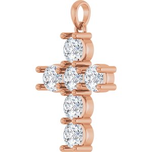 14K Rose Gold 2 CTW Lab-Grown Diamond Cross Pendant