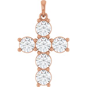 14K Rose Gold 2 CTW Lab-Grown Diamond Cross Pendant