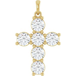 14K Yellow Gold 2 CTW Lab-Grown Diamond Cross Pendant