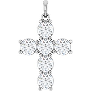 14K White Gold 1 3/4 CTW Natural Diamond Cross Pendant