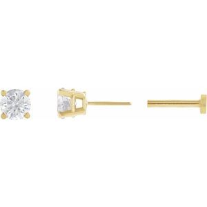 14K Yellow Gold 1/4 CT Lab-Grown Diamond Earring