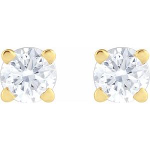 14K Yellow Gold 1/10 CT Natural Diamond  Earring