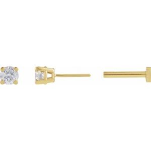 14K Yellow Gold 1/10 CT Lab-Grown Diamond  Earring