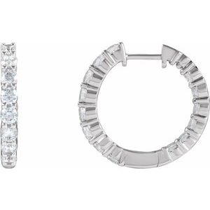14K White Gold 2 CTW Natural Diamond Inside-Outside Hinged 20 mm Hoop Earrings