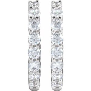 14K White Gold 2 CTW Lab-Grown Diamond Inside-Outside Hinged 20 mm Hoop Earrings