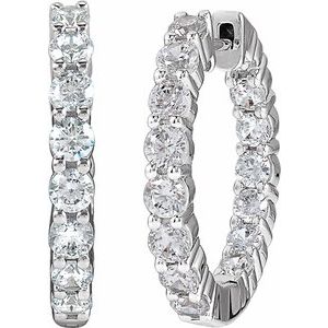 14K White Gold 2 CTW Lab-Grown Diamond Inside-Outside Hinged 20 mm Hoop Earrings
