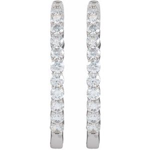 14K White Gold 3 CTW Lab-Grown Diamond Inside-Outside Hinged 30 mm Hoop Earrings