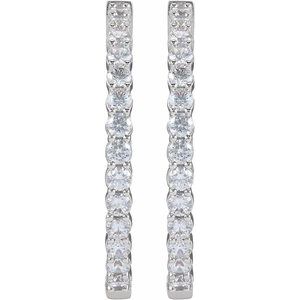 14K White Gold 4 CTW Natural Diamond Inside-Outside Hinged 36 mm Hoop Earrings