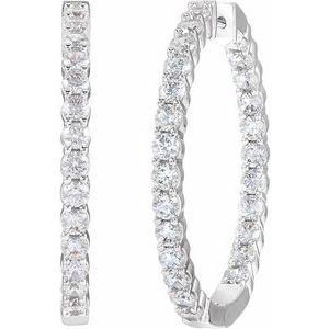 14K White Gold 4 CTW Lab-Grown Diamond Inside-Outside Hinged 36 mm Hoop Earrings