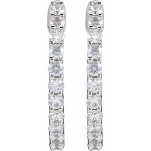 14K White Gold 3/4 CTW Lab-Grown Diamond Inside-Outside Hinged 17.2 mm Hoop Earrings