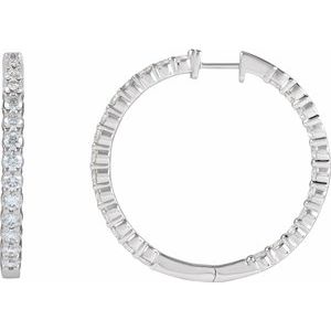 14K White Gold 5 CTW Lab-Grown Diamond Inside-Outside Hinged 37.8 mm Hoop Earrings