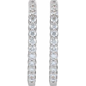 14K White Gold 5 CTW Lab-Grown Diamond Inside-Outside Hinged 37.8 mm Hoop Earrings