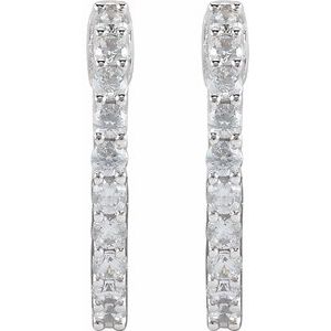 14K White Gold 1/2 CTW Lab-Grown Diamond Inside-Outside Hinged 14.5 mm Hoop Earrings