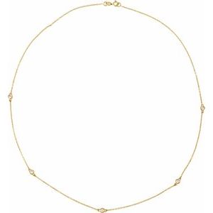 14K Yellow Gold 1 CTW Natural Diamond 5-Station 18" Necklace