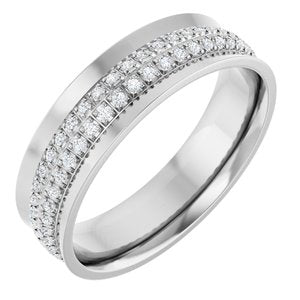 14K White Gold 1/3 CTW Lab-Grown Diamond Concave Band Size 10