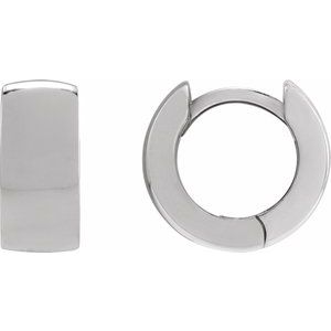 14K White Gold 12 mm Hinged Hoop Earrings