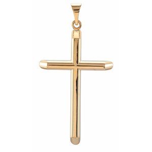 14K Yellow Gold 39.25x22 mm Unadorned Cross Pendant