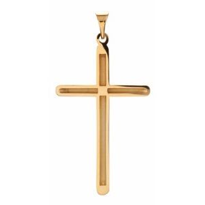 14K Yellow Gold 39.25x22 mm Unadorned Cross Pendant