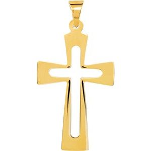 14K Yellow Gold 31.2x18 mm Cross Pendant