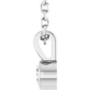 Platinum .06 CT Natural Diamond Bezel-Set Solitaire 16-18" Necklace