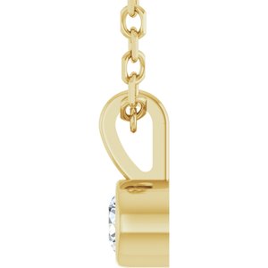 14K Yellow Gold .06 CT Natural Diamond Bezel-Set Solitaire 16-18" Necklace