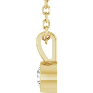14K Yellow Gold 1/10 CT Natural Diamond Bezel-Set Solitaire 16-18" Necklace