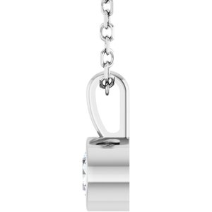 14K White Gold 1/4 CT Natural Diamond Bezel-Set Solitaire 16-18" Necklace