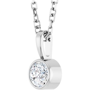 Platinum 1/6 CT Natural Diamond Bezel-Set Solitaire 16-18" Necklace