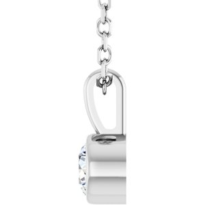 Platinum 1/6 CT Natural Diamond Bezel-Set Solitaire 16-18" Necklace