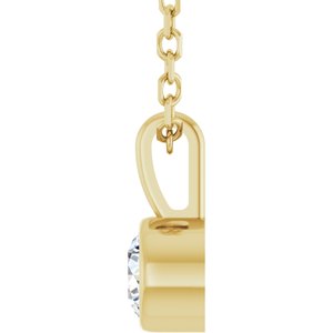 14K Yellow Gold 1/6 CT Natural Diamond Bezel-Set Solitaire 16-18" Necklace
