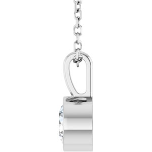 Platinum 1/2 CT Lab-Grown Diamond Bezel-Set Solitaire 16-18" Necklace
