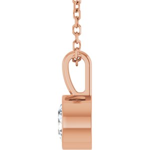 14K Rose Gold 1/2 CT Natural Diamond Bezel-Set Solitaire 16-18" Necklace