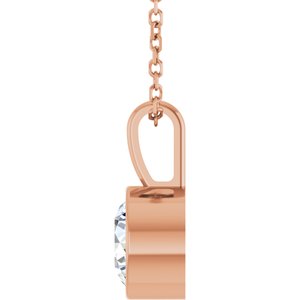 14K Rose Gold 9/10 CT Natural Diamond Bezel-Set Solitaire 16-18" Necklace