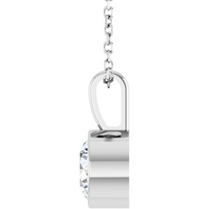 Platinum 9/10 CT Natural Diamond Bezel-Set Solitaire 16-18" Necklace