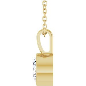 14K Yellow Gold 3/4 CT Natural Diamond Bezel-Set Solitaire 16-18" Necklace