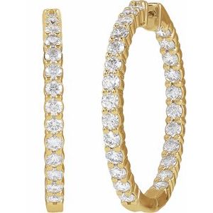14K Yellow Gold 5 CTW Natural Diamond Inside-Outside Hinged 37.8 mm Hoop Earrings