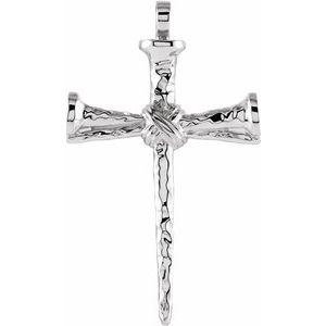 14K White Gold Nail Cross Pendant
