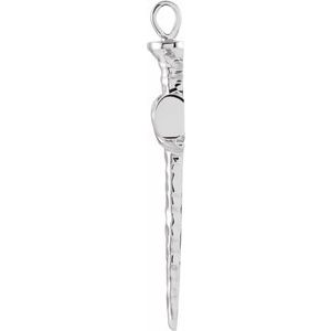 14K White Gold Nail Cross Pendant