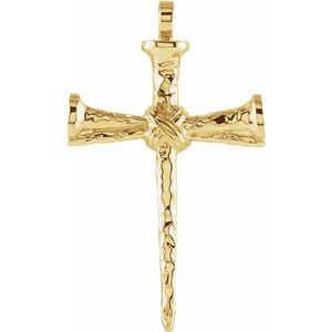 14K Yellow Gold Nail Cross Pendant