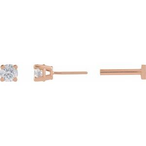 14K Rose Gold 1/10 CT Lab-Grown Diamond  Earring