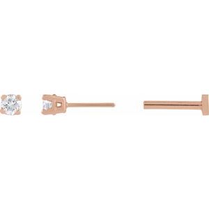 14K Rose Gold .05 CT Lab-Grown Diamond Earrings